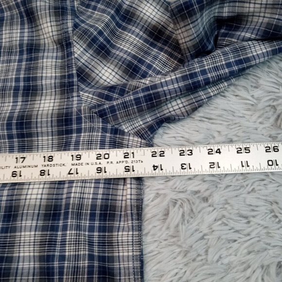 Thomas Dean Performance Mens Shirt Blue M Button Up Plaid Preppy Casual - Picture 8 of 10